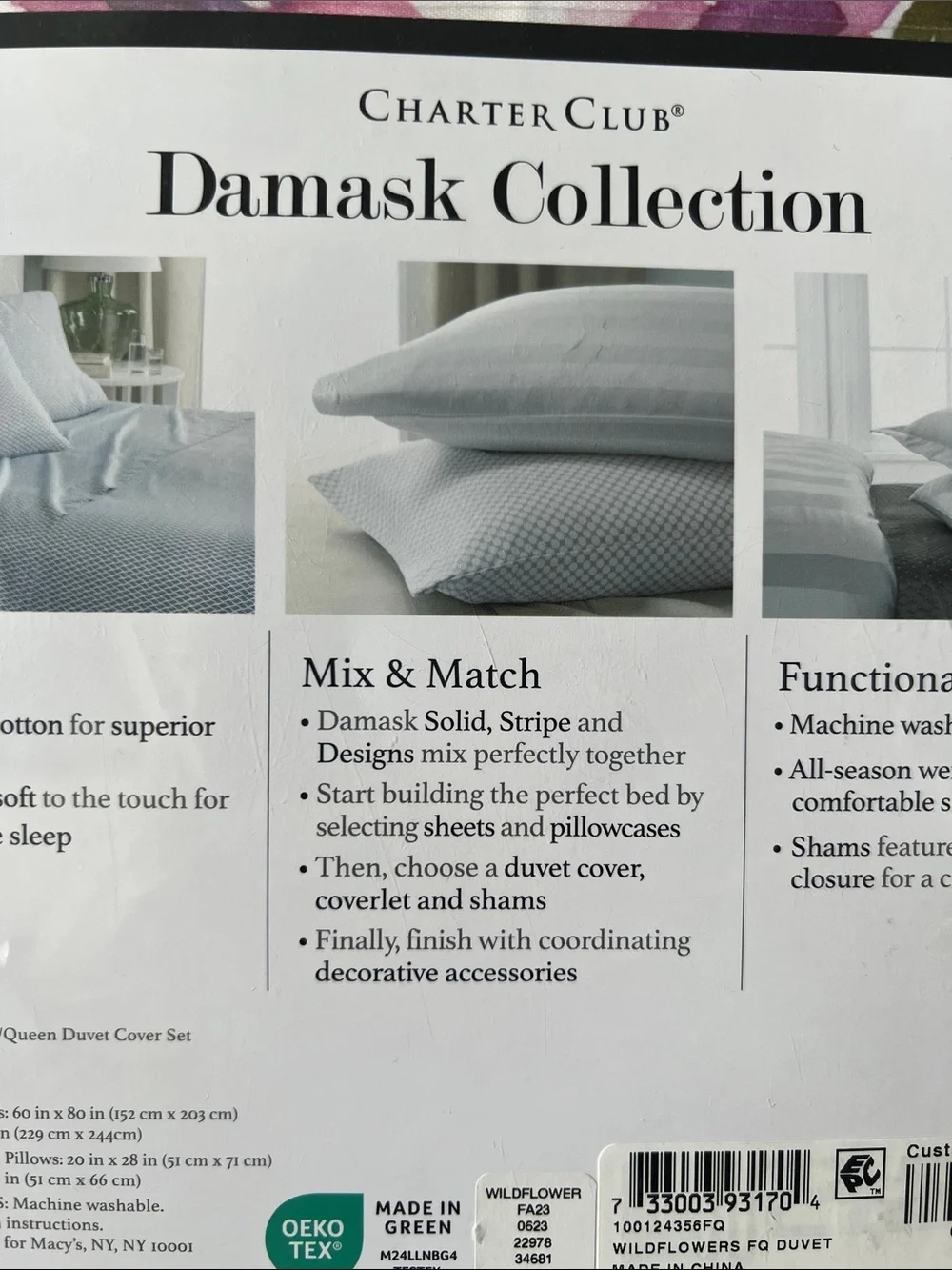 Charter Club Damask Designs Wildflowers Queen Duvet Cover Set